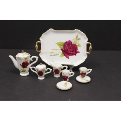 Service à thé miniature Roses rouges 